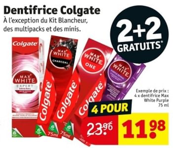 Promoties Dentifrice max white purple - Colgate - Geldig van 07/05/2024 tot 12/05/2024 bij Kruidvat