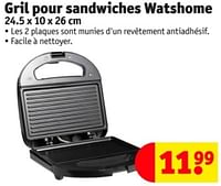 Promotions Gril pour sandwiches watshome - Watshome - Valide de 07/05/2024 à 12/05/2024 chez Kruidvat