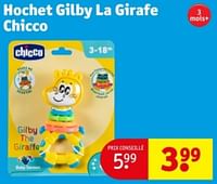 Promotions Hochet gilby la girafe chicco - Chicco - Valide de 07/05/2024 à 12/05/2024 chez Kruidvat