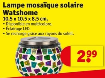 Promoties Lampe mosaïque solaire watshome - Watshome - Geldig van 07/05/2024 tot 12/05/2024 bij Kruidvat