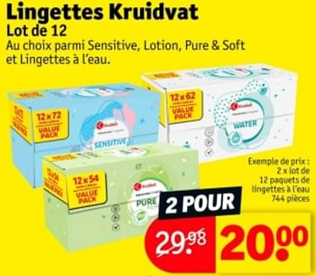Promoties Lot de 12 paquets de lingettes à l’eau - Huismerk - Kruidvat - Geldig van 07/05/2024 tot 12/05/2024 bij Kruidvat