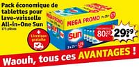 Promotions Pack économique de tablettes pour lave-vaisselle all-in-one sun - Sun - Valide de 07/05/2024 à 12/05/2024 chez Kruidvat