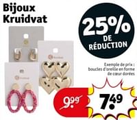 Promotions Boucles d`oreille en forme de coeur dorées - Produit maison - Kruidvat - Valide de 07/05/2024 à 12/05/2024 chez Kruidvat