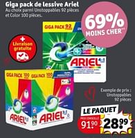 Promotions Giga pack de lessive ariel unstoppables - Ariel - Valide de 07/05/2024 à 12/05/2024 chez Kruidvat