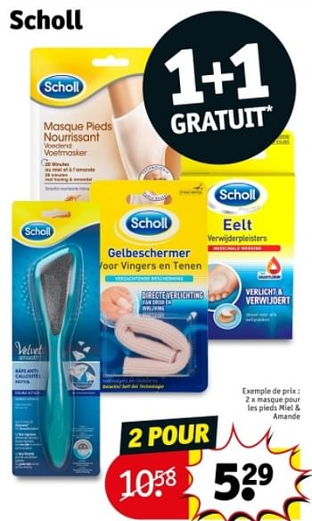Promoties Masque pour les pieds miel + amande - Scholl - Geldig van 07/05/2024 tot 12/05/2024 bij Kruidvat