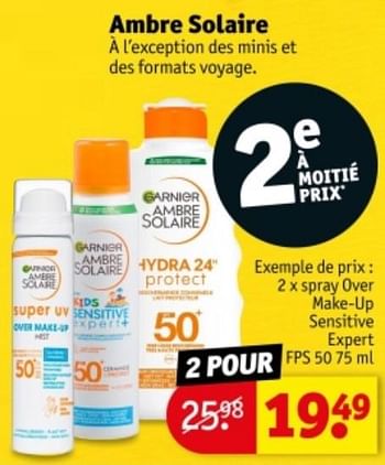 Promotions Spray over make-up sensitive expert fps 50 - Garnier - Valide de 07/05/2024 à 12/05/2024 chez Kruidvat