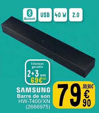 Promoties Barre de son hw-t400-xn - Samsung - Geldig van 07/05/2024 tot 18/05/2024 bij Cora
