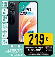 Promotions Oppo smartphone opp-a38-blk - Oppo - Valide de 07/05/2024 à 18/05/2024 chez Cora