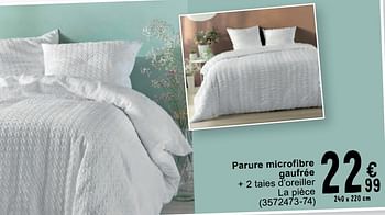 Promotions Parure microfibre gaufrée + 2 taies d’oreiller - Produit maison - Cora - Valide de 07/05/2024 à 18/05/2024 chez Cora