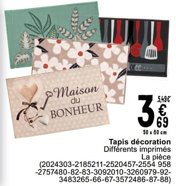 Promotions Tapis décoration - Produit maison - Cora - Valide de 07/05/2024 à 18/05/2024 chez Cora