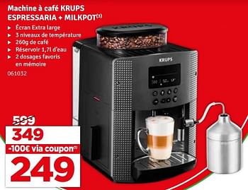 Promoties Machine à café krups espressaria + milkpot - Krups - Geldig van 07/05/2024 tot 16/05/2024 bij Mr. Bricolage