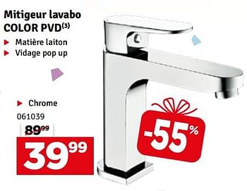 Promoties Mitigeur lavabo color pvd chrome - Huismerk - Mr. Bricolage - Geldig van 07/05/2024 tot 16/05/2024 bij Mr. Bricolage