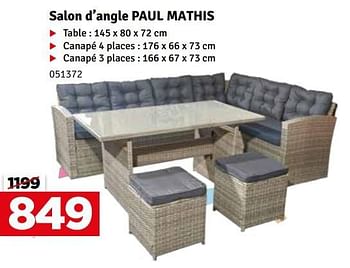 Promotions Salon d’angle paul mathis - Produit maison - Mr. Bricolage - Valide de 07/05/2024 à 16/05/2024 chez Mr. Bricolage