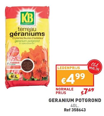 Promotions Geranium potgrond - KB - Valide de 08/05/2024 à 11/05/2024 chez Trafic