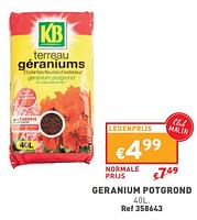 Promoties Geranium potgrond - KB - Geldig van 08/05/2024 tot 11/05/2024 bij Trafic
