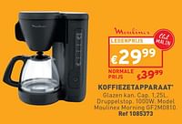 Promoties Koffiezetapparaat moulinex morning gf2m0810 - Moulinex - Geldig van 08/05/2024 tot 11/05/2024 bij Trafic