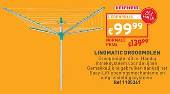 Promoties Linomatic droogmolen - Leifheit - Geldig van 08/05/2024 tot 11/05/2024 bij Trafic