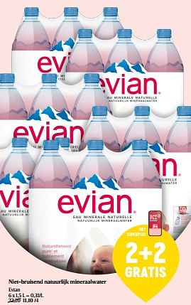 Promotions Niet-bruisend natuurlijk mineraalwater evian - Evian - Valide de 08/05/2024 à 15/05/2024 chez Delhaize