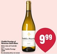 Promoties Chablis prestige blanc - Witte wijnen - Geldig van 08/05/2024 tot 15/05/2024 bij Delhaize