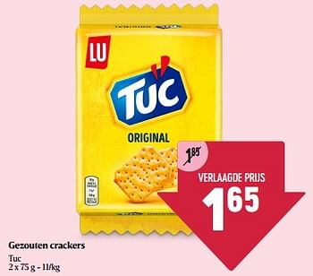Promotions Gezouten crackers tuc - Lu - Valide de 08/05/2024 à 15/05/2024 chez Delhaize