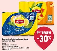 Promoties Ice tea, bruisend - Lipton - Geldig van 08/05/2024 tot 15/05/2024 bij Delhaize
