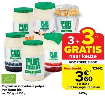Promotions Bio yoghurt natuur - Pur Natur - Valide de 08/05/2024 à 14/05/2024 chez Carrefour