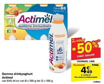 Promotions Drinkyoghurt actimel meervruchtensmaak - Danone - Valide de 08/05/2024 à 14/05/2024 chez Carrefour