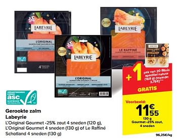 Promotions Gerookte zalm gourmet -25% zout - Labeyrie - Valide de 08/05/2024 à 14/05/2024 chez Carrefour