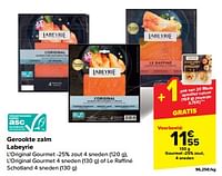 Promoties Gerookte zalm gourmet -25% zout - Labeyrie - Geldig van 08/05/2024 tot 14/05/2024 bij Carrefour