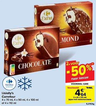 Promoties Ijsjes met melkchocolade - Huismerk - Carrefour  - Geldig van 08/05/2024 tot 14/05/2024 bij Carrefour