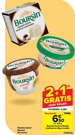 Promotions Kazen boursin zacht + romig knoflook en fijne kruiden - Boursin - Valide de 08/05/2024 à 14/05/2024 chez Carrefour