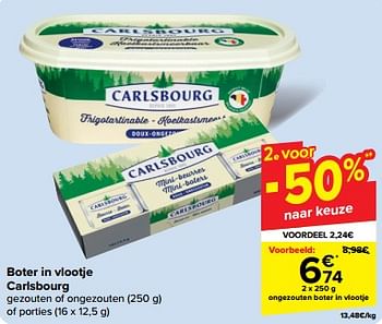 Promotions Ongezouten boter in vlootje - Carlsbourg - Valide de 08/05/2024 à 14/05/2024 chez Carrefour