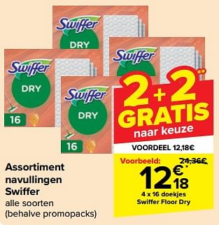 Promotions Assortiment navullingen swiffer floor dry - Swiffer - Valide de 08/05/2024 à 14/05/2024 chez Carrefour