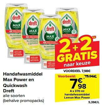 Promoties Handafwasmiddel lemon max power - Dreft - Geldig van 08/05/2024 tot 14/05/2024 bij Carrefour