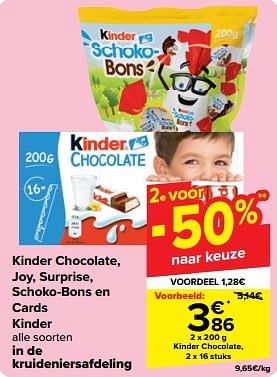 Promoties Kinder chocolate - Kinder - Geldig van 08/05/2024 tot 14/05/2024 bij Carrefour