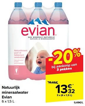 Promotions Natuurlijk mineraalwater evian - Evian - Valide de 08/05/2024 à 14/05/2024 chez Carrefour