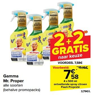 Promotions Ontvettende spray citroen flash propreté - Mr. Propre - Valide de 08/05/2024 à 14/05/2024 chez Carrefour
