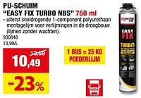 Promoties Pu-schuim easy fix turbo nbs - Rectavit - Geldig van 08/05/2024 tot 19/05/2024 bij Hubo