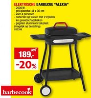 Promoties Barbecook elektrische barbecue alexia - Barbecook - Geldig van 08/05/2024 tot 19/05/2024 bij Hubo