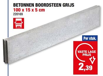 Promoties Betonnen boordsteen grijs - Huismerk - Hubo  - Geldig van 08/05/2024 tot 19/05/2024 bij Hubo