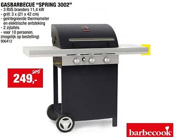 Promotions Gasbarbecue spring 3002 - Barbecook - Valide de 08/05/2024 à 19/05/2024 chez Hubo