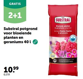 Promotions Substral potgrond voor bloeiende planten en geraniums - Substral - Valide de 08/05/2024 à 19/05/2024 chez Aveve