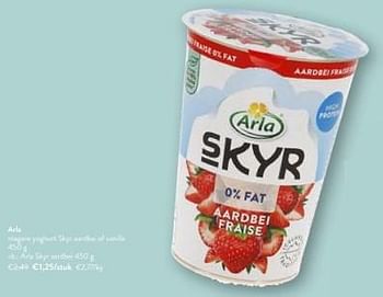 Promotions Arla magere yoghurt skyr aardbei - Arla - Valide de 08/05/2024 à 21/05/2024 chez OKay