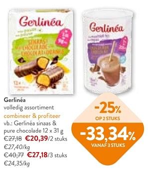 Promotions Gerlinéa sinaas + pure chocolade - Gerlinéa - Valide de 08/05/2024 à 21/05/2024 chez OKay