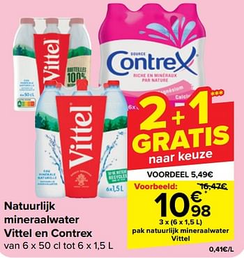 Promotions Pak natuurlijk mineraalwater vittel - Vittel - Valide de 08/05/2024 à 21/05/2024 chez Carrefour