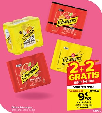 Promoties Pak schweppes citrussmaken - Schweppes - Geldig van 08/05/2024 tot 21/05/2024 bij Carrefour