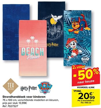 Promotions Strandhanddoek voor kinderen - Tex - Valide de 08/05/2024 à 21/05/2024 chez Carrefour