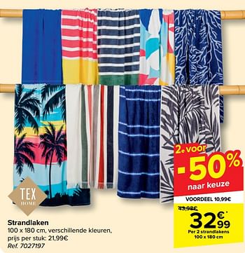 Promotions Strandlaken - Tex - Valide de 08/05/2024 à 21/05/2024 chez Carrefour
