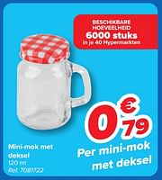Promoties Mini mok met deksel - Huismerk - Carrefour  - Geldig van 08/05/2024 tot 21/05/2024 bij Carrefour