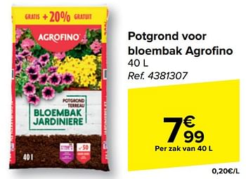 Promotions Potgrond voor bloembak agrofino - Agrofino - Valide de 08/05/2024 à 21/05/2024 chez Carrefour